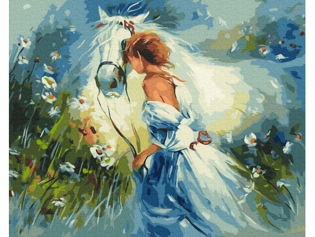 Piękna dziewczyna z koniem 40x50cm
