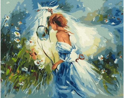Piękna dziewczyna z koniem 40x50cm