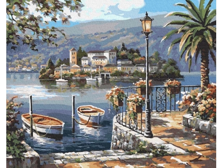 Łodzie na molo 40x50cm