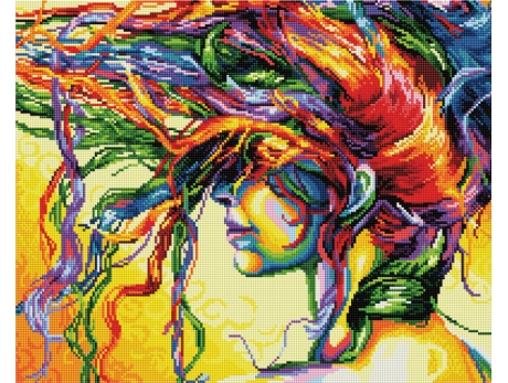 Białe kwiaty w zielonym dzbanku 50cm*65cm